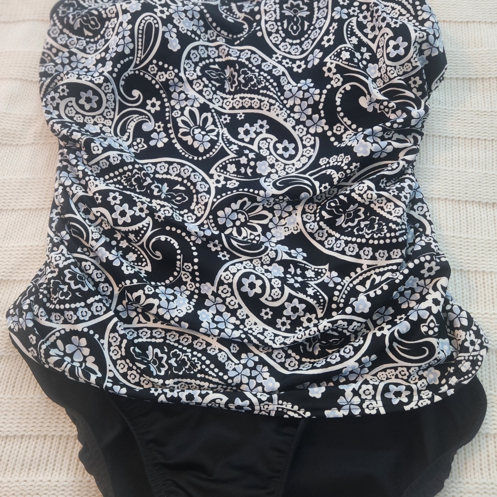 Miraclesuit Black and White Floral Paisley One Piece